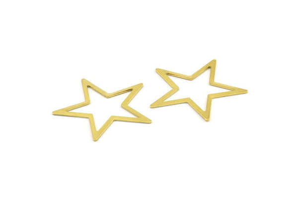 Raw Brass Star, 100 Raw Brass Star Connectors  (22mm) Brs 725 A0300