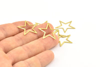 Raw Brass Star, 100 Raw Brass Star Connectors  (22mm) Brs 725 A0300