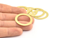 Brass Circle Connectors, 12 Raw Brass Circle Connector Rings (32x4x0.4mm) A0972