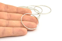 Silver Textured Ring, 12 Silver Tone Textured Circles (35mm) A0590 H1323