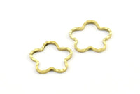 Brass Flower Charm, 24 Raw Brass Flower Charms (15mm) M02 A0566