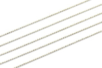 Silver Tiny Chain, 5 Meters 16.5 Feet Silver Tone Brass Faceted Ball Chain (1.2mm) - W70 ( Z031 )