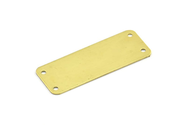 Brass Rectangle Blank, 10 Raw Brass Bracelet Blanks With 4 Holes (15x40x0.65mm) B0174