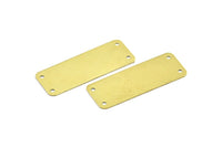 Brass Rectangle Blank, 10 Raw Brass Bracelet Blanks With 4 Holes (15x40x0.65mm) B0174