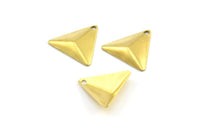 Brass Pyramid Triangle, 150 Raw Brass Triangle Cambered With 1 Hole, Jewelry Findings (14mm) Brs 5011 A0088