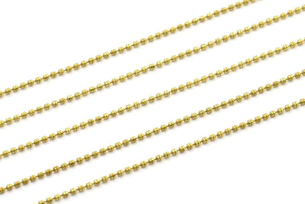 Brass Ball Chain, 5 Meters - 16.5 Feet (1.3mm) Solid Brass Chain - Brs 9 Z076