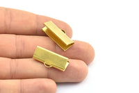 Choker Crimp Ends, 20 Large Raw Brass Ribbon Crimp Ends With Loop, Findings (25x10mm) A0041