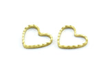 Heart Choker Charm, 24 Cutting Raw Brass Heart Connector  (14x13mm) A0572