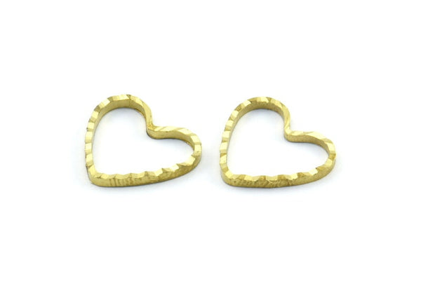 Heart Choker Charm, 24 Cutting Raw Brass Heart Connector  (14x13mm) A0572