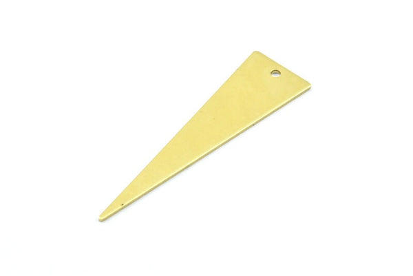 Long Triangle Charm, 10 Raw Brass Triangle Charms, Pendant, Finding For Necklace, Bracelet (14x50x0.80mm) A0792