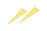 Long Triangle Charm, 10 Raw Brass Triangle Charms, Pendant, Finding For Necklace, Bracelet (14x50x0.80mm) A0792