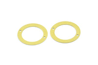 Middle Hole Round Connector, 20 Raw Brass Middle Hole Round Connectors, Findings (22mm) A0536