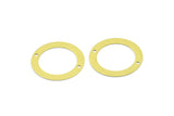Middle Hole Round Connector, 20 Raw Brass Middle Hole Round Connectors, Findings (22mm) A0536