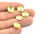 Brass Round Pyramid, 100 Raw Brass Round Pyramid Connectors, Charms, Findings (13mm) Brs 576 A0165
