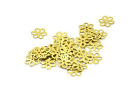 100 Raw Brass Flower, Charms, Findings (13mm) Brs 121 A0240