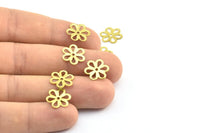 100 Raw Brass Flower, Charms, Findings (13mm) Brs 121 A0240