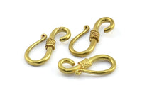 Brass Clasp Hooks, 5 Raw Brass Clasp Connectors (21x10mm) D0236 Y228