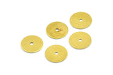 Middle Hole Connector, 100 Raw Brass Round Discs, Middle Hole Connectors, Bead Caps, Findings (10mm) Brs 73 A0443