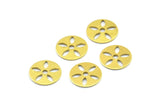 Brass Flower Bead Caps, 50 Raw Brass Round Charms, Bead Caps, Findings (9mm) Brs 87 A0455
