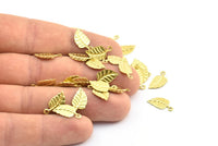 Brass Leaf Charm, 50 Raw Brass Leaf Charms, Findings (15x7mm) Brs 112 A0615