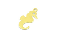 Brass Sea Horse Charm, 24 Raw Brass Sea Horse Pendants, Jewelry Supplies, Findings (17.5x9x0.4mm) A0631