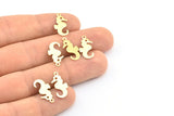 Brass Sea Horse Charm, 24 Raw Brass Sea Horse Pendants, Jewelry Supplies, Findings (17.5x9x0.4mm) A0631