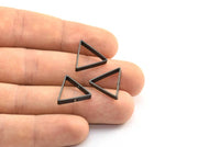 Black Triangle Charm, 12 Oxidized Black Brass Triangles with 2 Holes (17x3x0.80mm) BS 1744 S317