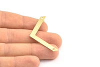 Tiny Chevron Pendant, 2 Gold Plated Brass Chevron Pendants With 2 Holes (50x5x0.80mm) N0630 Q0305