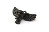 Tiny Black Owl, 3 Oxidized Brass Black Owl Necklace Pendants With 1 Loop (18x10mm) N0417 S360