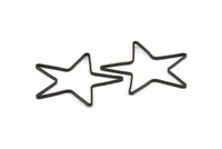 Huge Black Star Charm, 6 Oxidized Brass Black Open Star Ring, Charms (42x1.2x0.9mm) MB 9-26 S345