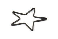 Huge Black Star Pendant, 12 Oxidized Brass Black Star Ring, Charms (42x2x1mm) MB-9-25 S353