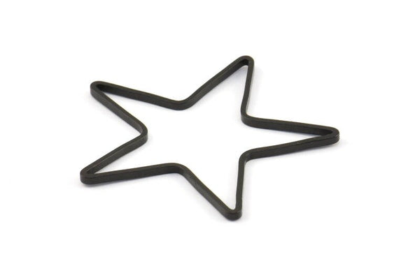 Huge Black Star Pendant, 12 Oxidized Brass Black Star Ring, Charms (42x2x1mm) MB-9-25 S353