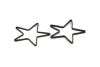 Huge Black Star Pendant, 12 Oxidized Brass Black Star Ring, Charms (42x2x1mm) MB-9-25 S353