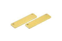 Rectangle Stamping Blank, 8 Raw Brass Rectangle Stamping Blanks With 2 Holes Pendants (30x8x0.8mm) Y245
