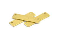 Rectangle Stamping Blank, 8 Raw Brass Rectangle Stamping Blanks With 2 Holes Pendants (30x8x0.8mm) Y245
