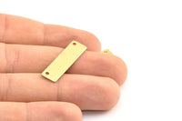 Rectangle Stamping Blank, 8 Raw Brass Rectangle Stamping Blanks With 2 Holes Pendants (30x8x0.8mm) Y245