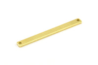 Rectangle Stamping Blank, 4 Raw Brass Rectangle Stamping Blanks With 2 Holes Pendants (50x5x1.5mm) A0627