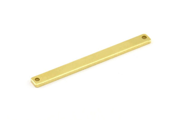Dikdörtgen Damgalama Boşluğu, 2 Delikli Kolye Uçlu 12 Ham Pirinç Dikdörtgen Damgalama Boşluğu (50x5x1,5 mm) A0627