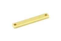 Rectangle Stamping Blank, 24 Raw Brass Rectangle Stamping Blanks With 2 Holes Pendants (30x5x1.5mm) A0560