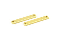 Rectangle Stamping Blank, 24 Raw Brass Rectangle Stamping Blanks With 2 Holes Pendants (30x5x1.5mm) A0560