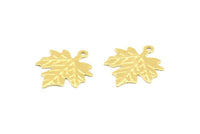 Brass Leaf Charm, 24 Raw Brass Leaf Charms With 1 Loop, Pendant, Findings (17x14.5x0.5mm) A0709