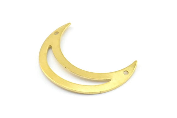 Brass Moon Charm, 12 Raw Brass Moons (24mm) Bs 1201
