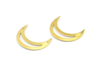 Brass Moon Charm, 12 Raw Brass Moons (24mm) Bs 1201
