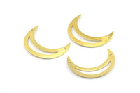 Brass Moon Charm, 12 Raw Brass Moons (24mm) Bs 1201
