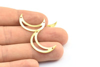 Brass Moon Charm, 12 Raw Brass Moons (24mm) Bs 1201