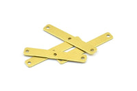 Brass Tiny Bar, 50 Raw Brass Rectangle Tag Connectors with 3 Holes (25x4mm) Brs 652-7 A0295
