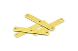 Brass Tiny Bar, 50 Raw Brass Rectangle Tag Connectors with 3 Holes (25x4mm) Brs 652-7 A0295