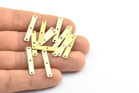 Brass Tiny Bar, 50 Raw Brass Rectangle Tag Connectors with 3 Holes (25x4mm) Brs 652-7 A0295