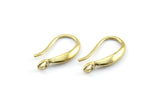 Brass Ear Hooks, 12 Raw Brass Earring Wires, Earring Hooks (14x8mm) BS 1836