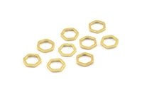 Gold Hexagon Charm, 24 Gold Plated Brass Hexagon Ring Charms (8x1mm) BS 1219 Q0139